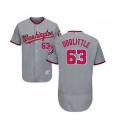 Mens Washington Nationals 63 Sean Doolittle Grey Road Flex Base Authentic Collection Baseball Jersey