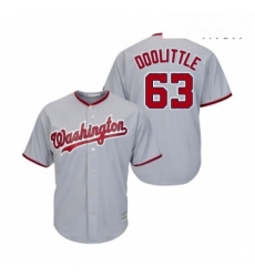 Mens Washington Nationals 63 Sean Doolittle Replica Grey Road Cool Base Baseball Jersey 