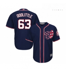 Mens Washington Nationals 63 Sean Doolittle Replica Navy Blue Alternate 2 Cool Base Baseball Jersey 