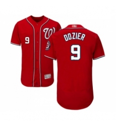 Mens Washington Nationals 9 Brian Dozier Red Alternate Flex Base Authentic Collection Baseball Jersey