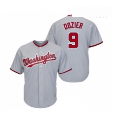 Mens Washington Nationals 9 Brian Dozier Replica Grey Road Cool Base Baseball Jersey 