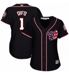 Womens Majestic Washington Nationals 1 Wilmer Difo Authentic Navy Blue Alternate 2 Cool Base MLB Jersey 
