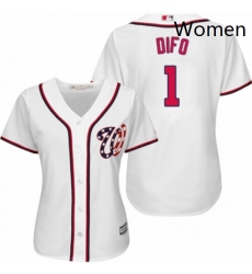 Womens Majestic Washington Nationals 1 Wilmer Difo Authentic White Home Cool Base MLB Jersey 
