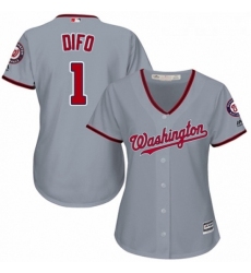 Womens Majestic Washington Nationals 1 Wilmer Difo Replica Grey Road Cool Base MLB Jersey 