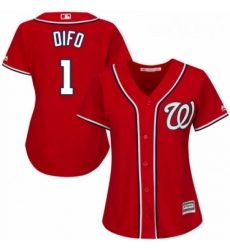 Womens Majestic Washington Nationals 1 Wilmer Difo Replica Red Alternate 1 Cool Base MLB Jersey 