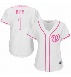 Womens Majestic Washington Nationals 1 Wilmer Difo Replica White Fashion Cool Base MLB Jersey 