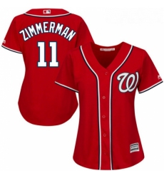 Womens Majestic Washington Nationals 11 Ryan Zimmerman Replica Red Alternate 1 Cool Base MLB Jersey