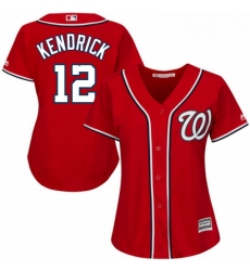 Womens Majestic Washington Nationals 12 Howie Kendrick Authentic Navy Blue Alternate 2 Cool Base MLB Jersey 