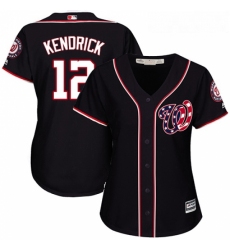Womens Majestic Washington Nationals 12 Howie Kendrick Authentic Red Alternate 1 Cool Base MLB Jersey 
