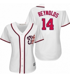 Womens Majestic Washington Nationals 14 Mark Reynolds Authentic White Home Cool Base MLB Jersey 