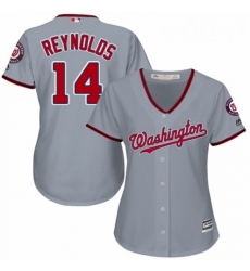 Womens Majestic Washington Nationals 14 Mark Reynolds Replica Grey Road Cool Base MLB Jersey 