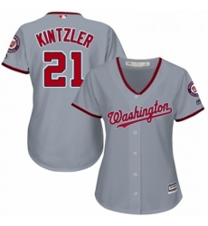 Womens Majestic Washington Nationals 21 Brandon Kintzler Replica Grey Road Cool Base MLB Jersey 