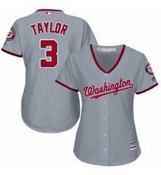 Womens Majestic Washington Nationals 3 Michael Taylor Authentic Grey Road Cool Base MLB Jersey