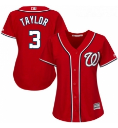 Womens Majestic Washington Nationals 3 Michael Taylor Authentic Red Alternate 1 Cool Base MLB Jersey