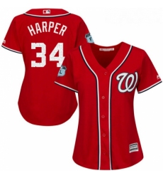 Womens Majestic Washington Nationals 34 Bryce Harper Authentic Scarlet 2017 Spring Training Cool Base MLB Jersey