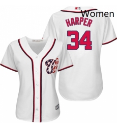 Womens Majestic Washington Nationals 34 Bryce Harper Authentic White MLB Jersey