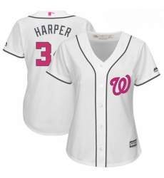 Womens Majestic Washington Nationals 34 Bryce Harper Authentic White Mothers Day Cool Base MLB Jersey