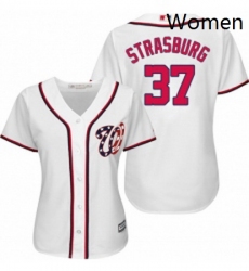 Womens Majestic Washington Nationals 37 Stephen Strasburg Replica White MLB Jersey