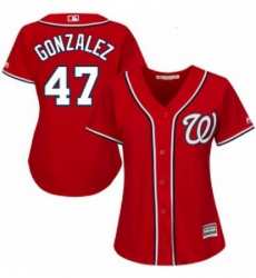 Womens Majestic Washington Nationals 47 Gio Gonzalez Authentic Red Alternate 1 Cool Base MLB Jersey