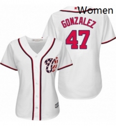 Womens Majestic Washington Nationals 47 Gio Gonzalez Authentic White Home Cool Base MLB Jersey