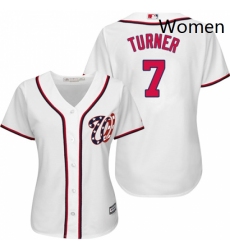 Womens Majestic Washington Nationals 7 Trea Turner Authentic White Home Cool Base MLB Jersey