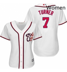 Womens Majestic Washington Nationals 7 Trea Turner Replica White Home Cool Base MLB Jersey