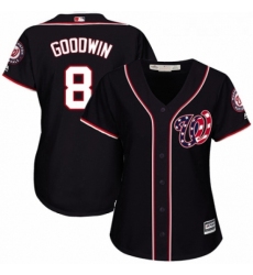 Womens Majestic Washington Nationals 8 Brian Goodwin Authentic Navy Blue Alternate 2 Cool Base MLB Jersey 