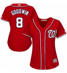 Womens Majestic Washington Nationals 8 Brian Goodwin Authentic Red Alternate 1 Cool Base MLB Jersey 