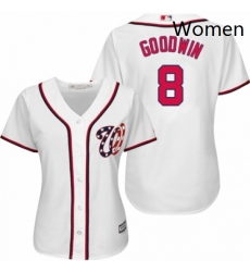 Womens Majestic Washington Nationals 8 Brian Goodwin Replica White Home Cool Base MLB Jersey 