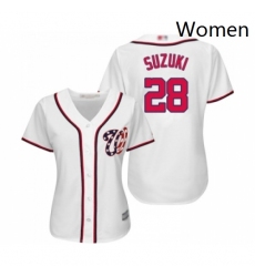 Womens Washington Nationals 28 Kurt Suzuki Replica White Home Cool Base Baseball Jersey 