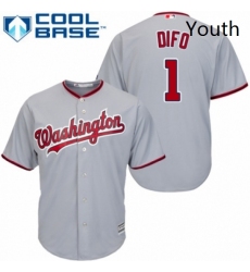 Youth Majestic Washington Nationals 1 Wilmer Difo Authentic Grey Road Cool Base MLB Jersey 