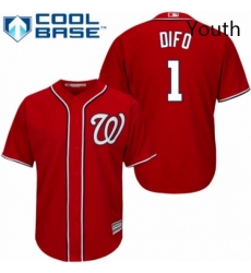 Youth Majestic Washington Nationals 1 Wilmer Difo Authentic Red Alternate 1 Cool Base MLB Jersey 