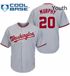 Youth Majestic Washington Nationals 20 Daniel Murphy Authentic Grey Road Cool Base MLB Jersey