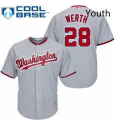Youth Majestic Washington Nationals 28 Jayson Werth Replica Grey Road Cool Base MLB Jersey