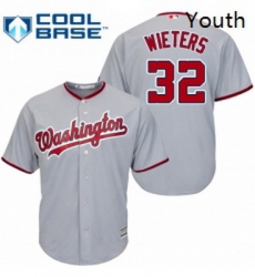 Youth Majestic Washington Nationals 32 Matt Wieters Authentic Grey Road Cool Base MLB Jersey