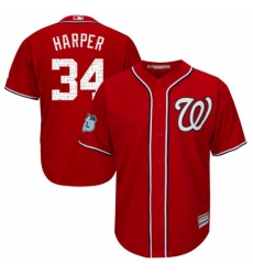 Youth Majestic Washington Nationals 34 Bryce Harper Authentic Scarlet 2017 Spring Training Cool Base MLB Jersey