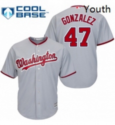 Youth Majestic Washington Nationals 47 Gio Gonzalez Authentic Grey Road Cool Base MLB Jersey