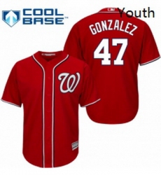 Youth Majestic Washington Nationals 47 Gio Gonzalez Authentic Red Alternate 1 Cool Base MLB Jersey
