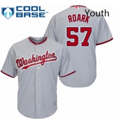 Youth Majestic Washington Nationals 57 Tanner Roark Replica Grey Road Cool Base MLB Jersey 