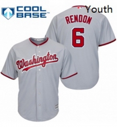 Youth Majestic Washington Nationals 6 Anthony Rendon Replica Grey Road Cool Base MLB Jersey