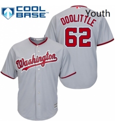 Youth Majestic Washington Nationals 62 Sean Doolittle Replica Grey Road Cool Base MLB Jersey 