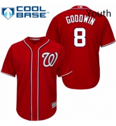 Youth Majestic Washington Nationals 8 Brian Goodwin Authentic Red Alternate 1 Cool Base MLB Jersey 