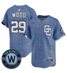 Youth Washington Nationals 29 James Wood Blue 2025 City Connect Limited Stitched Baseball Jersey