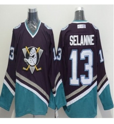Anaheim Ducks #13 Teemu Selanne Purple-Turquoise CCM Throwback Stitched NHL jersey
