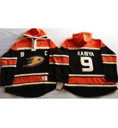 Anaheim Ducks 9 Paul Kariya Black Sawyer Hooded Sweatshirt Stitched NHL Jersey
