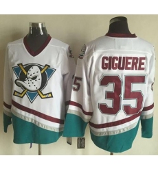 Ducks #35 Jean Sebastien Giguere White CCM Throwback Stitched NHL Jersey