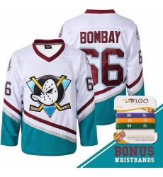 Men Adidas Mighty Ducks #66 Gordon Bombay White Stitched Hockey Jersey