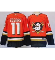 Men Anaheim Ducks 11 Trevor Zegras Orange Black 2024 25 Stitched Jersey