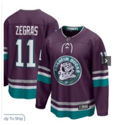 Men Anaheim Ducks 11 Trevor Zegras  Purple Jersey