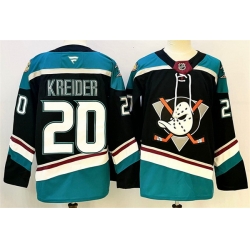 Men Anaheim Ducks 20 Chris Kreider Black Teal 2024 25 Stitched Jersey